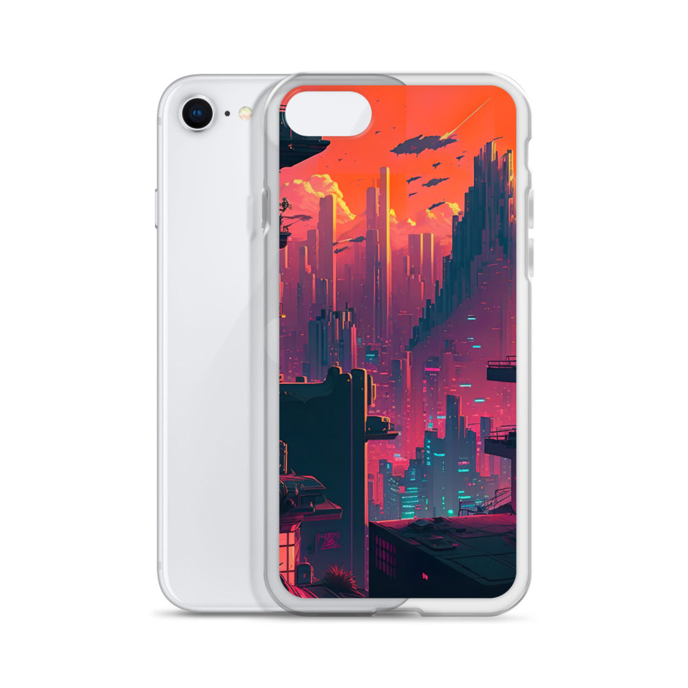 Pixel Evening Sci-FI City iPhone Case
