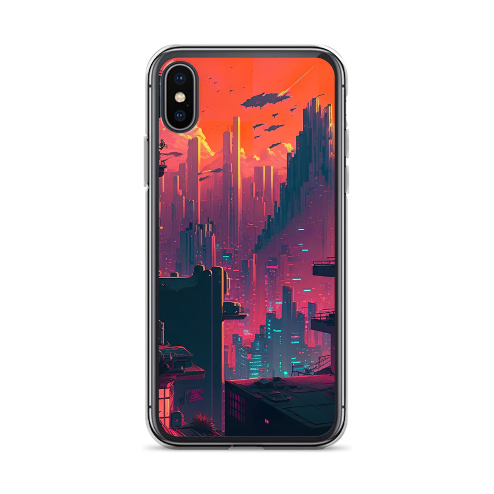 Pixel Evening Sci-FI City iPhone Case