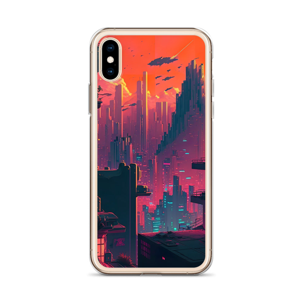 Pixel Evening Sci-FI City iPhone Case