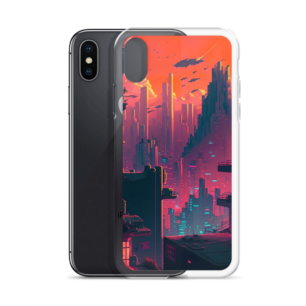 Pixel Evening Sci-FI City iPhone Case